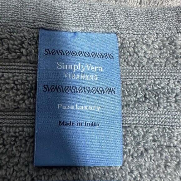 Simply Vera Wang Pure Luxury 2 hand towels and 2 wash cloths 4 pc Set Grey/Blue - Picture 3 of 4